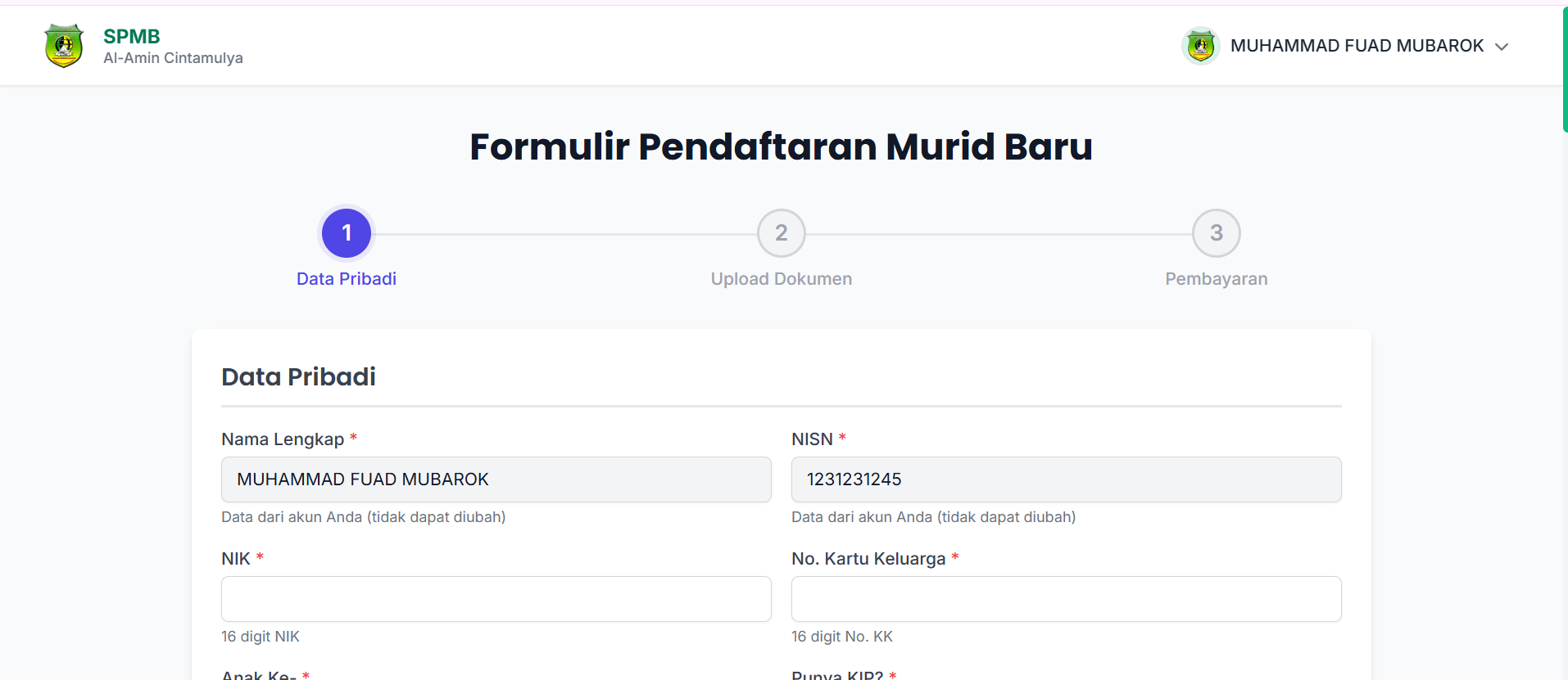 Formulir SPMB Al-Amin Cintamulya